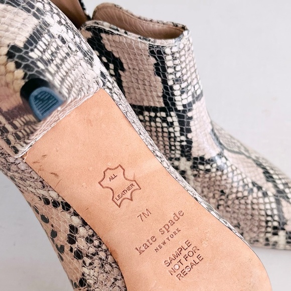 [kate spade] Raelyn Pale Vellum Snake Print Leather Kitten Heel Ankle Boot - Picture 8 of 12